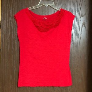 LOFT red capped sleeve shirt